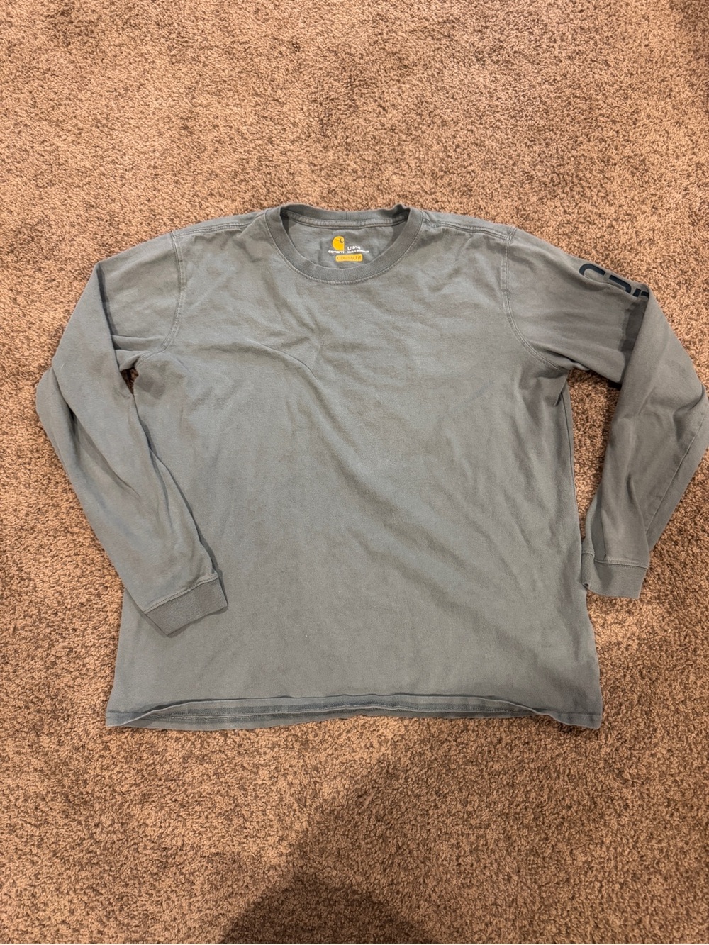Women’s Carhartt long sleeve loose fit T-Shirt—muted green color—Large